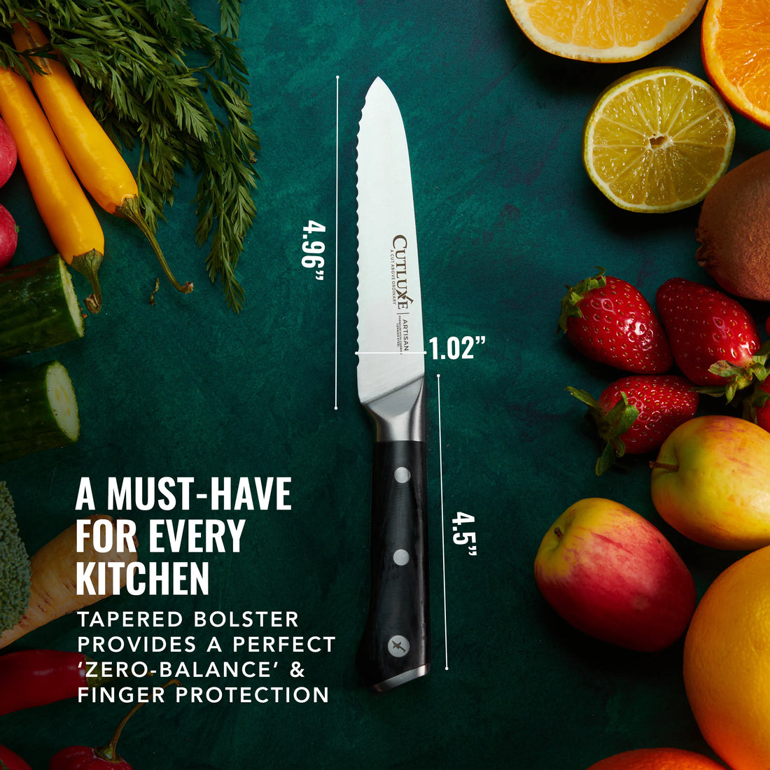 Ultra sharp German steel kitchen knife with lifetime warranty, featured on Forbes