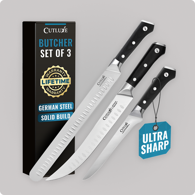 Butcher Knife Set 3-Piece | Brisket, Cimeter, Boning Knife