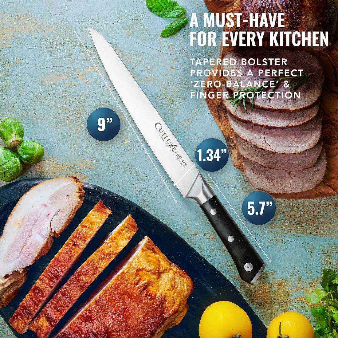 Ultra sharp German steel kitchen knife with lifetime warranty, featured on Forbes